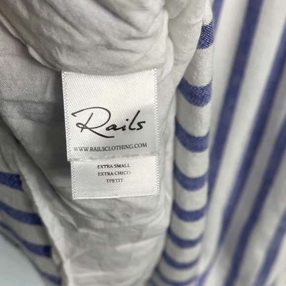 Rails Charlotte Linen Dress Grenadines Stripe Blue & White Tie Front XS Revolve - Picture 11 of 16